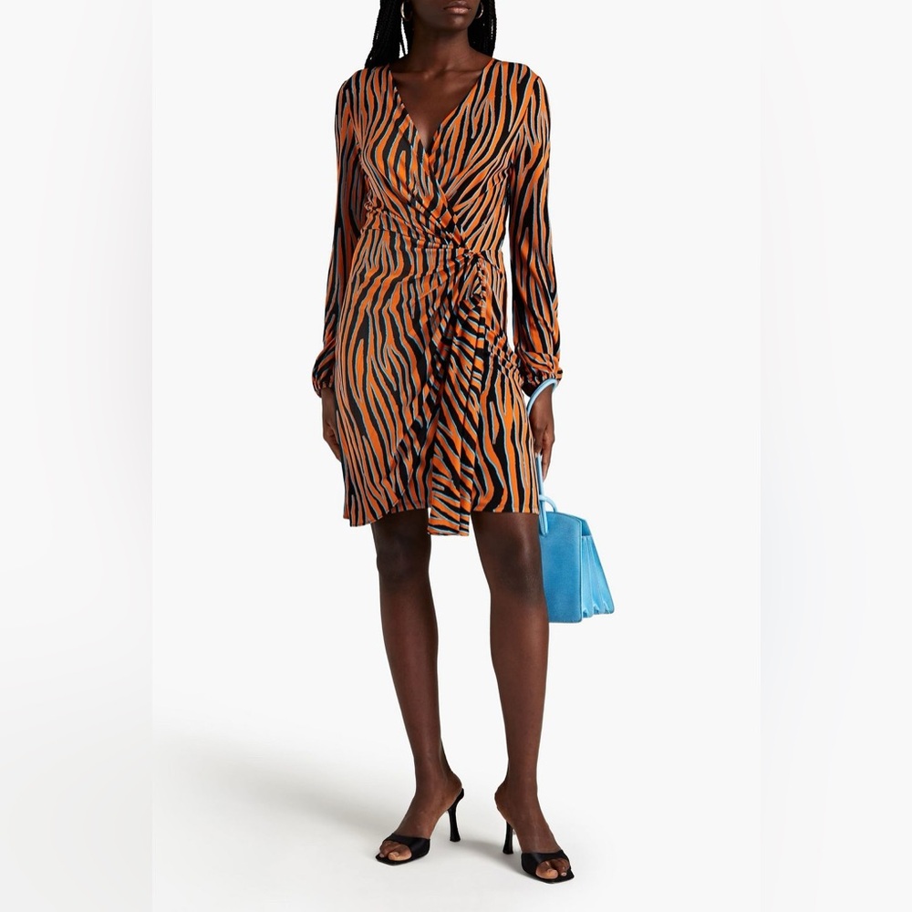 DVF Toronto Mini Wrap Dress, Zebra Print NWT sz xs